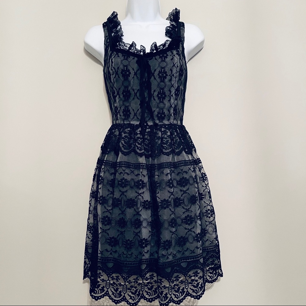 Anna Sui Cocktail Lace Black Dress